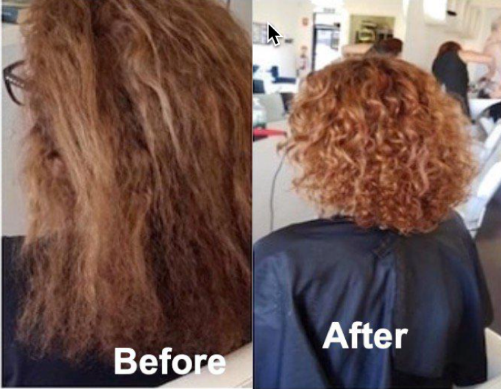 Curly hair before and after - extreme frizz