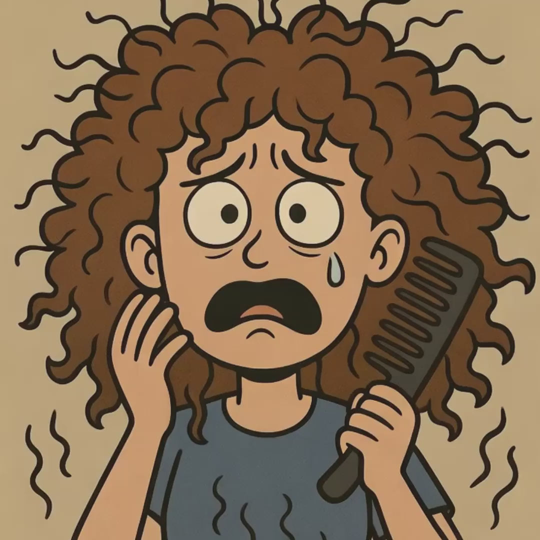 Curly hair course cartoon advert